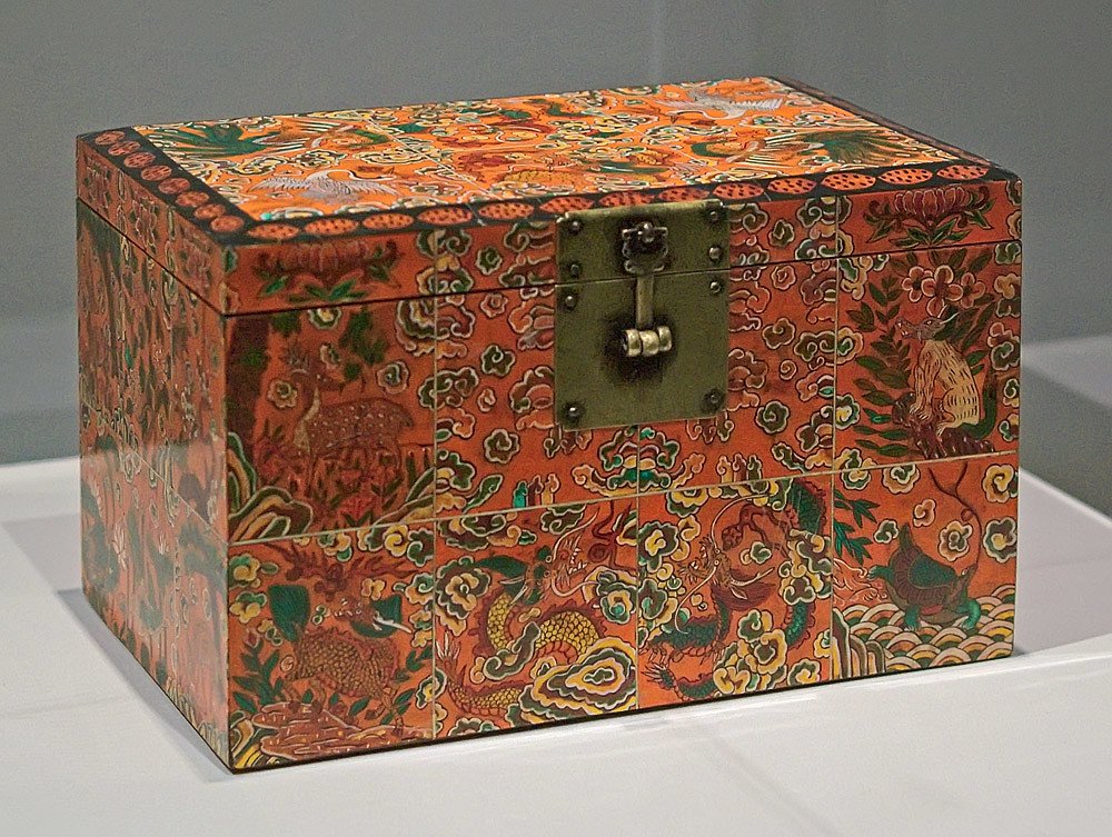 Korean Reverse Painted Accessory Box Hwagak Haem